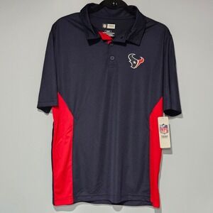 NWT Houston Texans Men's Size M NFL Team Apparel Polo Shirt Navy Red Golf Casual